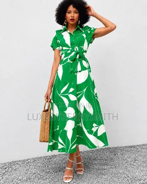Green Floral Belted Maxi Dress
Title: