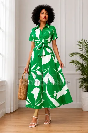 Green Floral Belted Maxi Dress
Title: