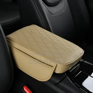 Premium Leather Armrest Cushion With Embroidery and Tissue Box Design