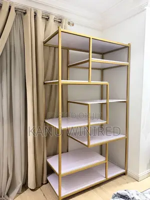 Luxury Gold Metal Display Shelf / Modern Bookshelf (White Shelves)