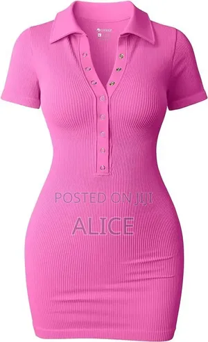 Pink Ribbed Bodycon Mini Dress
