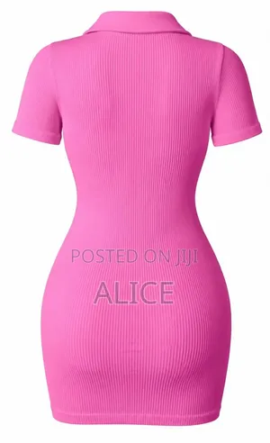 Pink Ribbed Bodycon Mini Dress