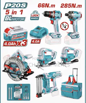 TOTAL 20V 5-in-1 Brushless Cordless Power Tool Kit 20V