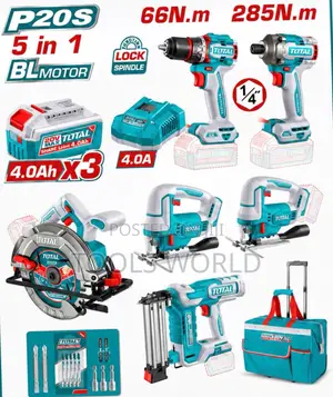 TOTAL P20S TCKLI251295 5-in-1 Cordless Power Tools Combo Set 20