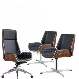 Walnut Shell Executive Office Chair With 2 Vistors Chair