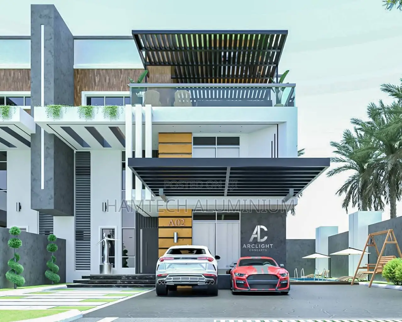 3D Modern Duplex Architectural Design