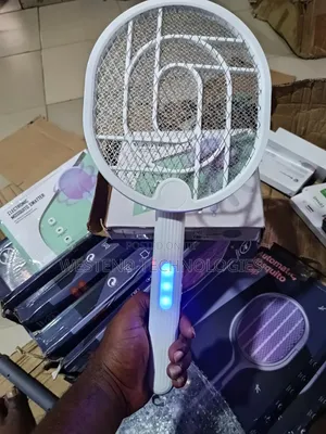 3 in 1 Foldable Rechargeable Electric Mosquito Swatter Racket With LED