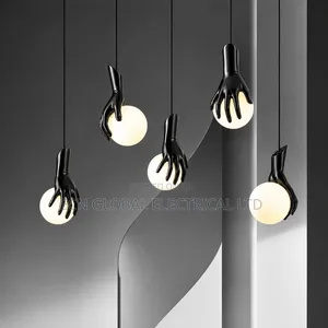 Modern Black Hand Pendant Light – Sculptural LED Hanging Lamp