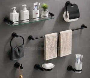 Modern Matte Black Bathroom Accessories Set,
