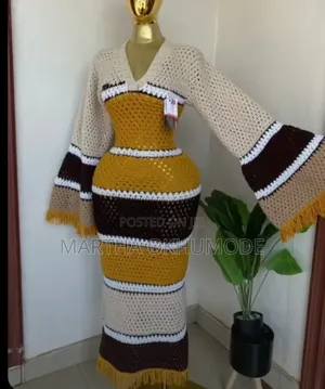 Crochet Halter Dress With Fringe