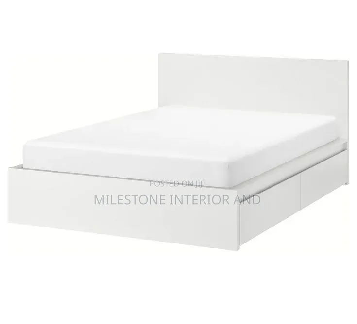 Simple Pure White Bedframe With Drawer