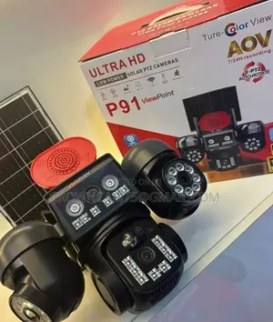 Intelligent Solar PTZ Camera 4lens Rotational CCTV