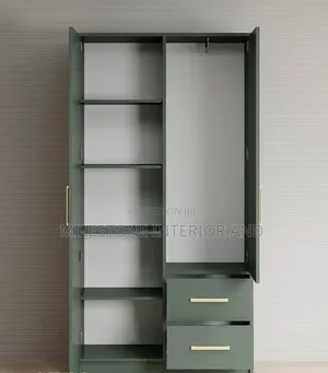 Gray Two Door Waldrobe With Mirror