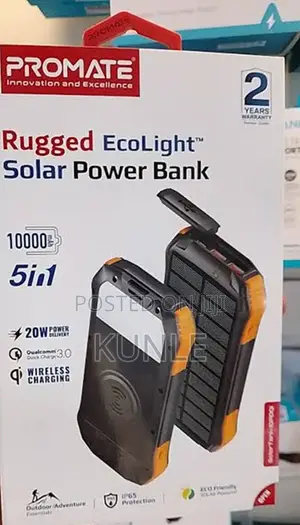 Promate 5 in 1 Ecolight Solar Powerbank