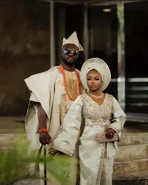 Champagne Gold Lace Gown With Gele Champagne Agbada