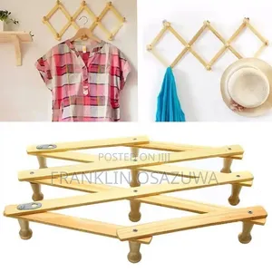Wooden Expandable Accordion Wall Hook Rack