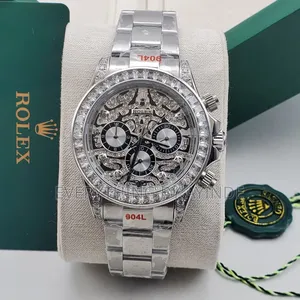 Rolex Wrist Watch Analog and Digital Sliver With Sliver Face