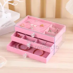 Luxury 3 Layer Velvet Jewellery Storage Box.