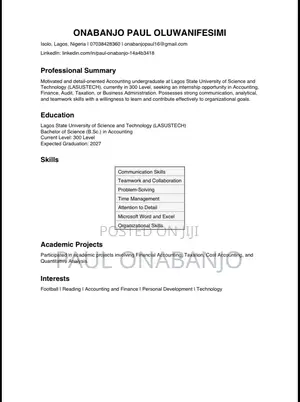 Accounting Finance CV