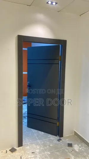 Flush Grey HDF Door With Complete Frame Only.