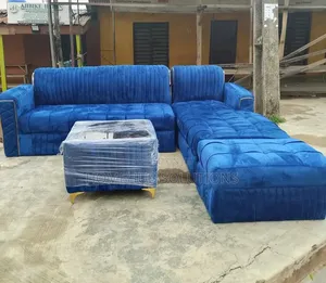Brand New Luxury Lshape Sofa With Ottoman and Glass Top Center Table