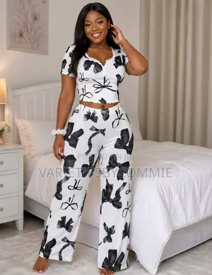 Quality 2pc Lacey Top and Trouser Night Wear (Spandex Material)