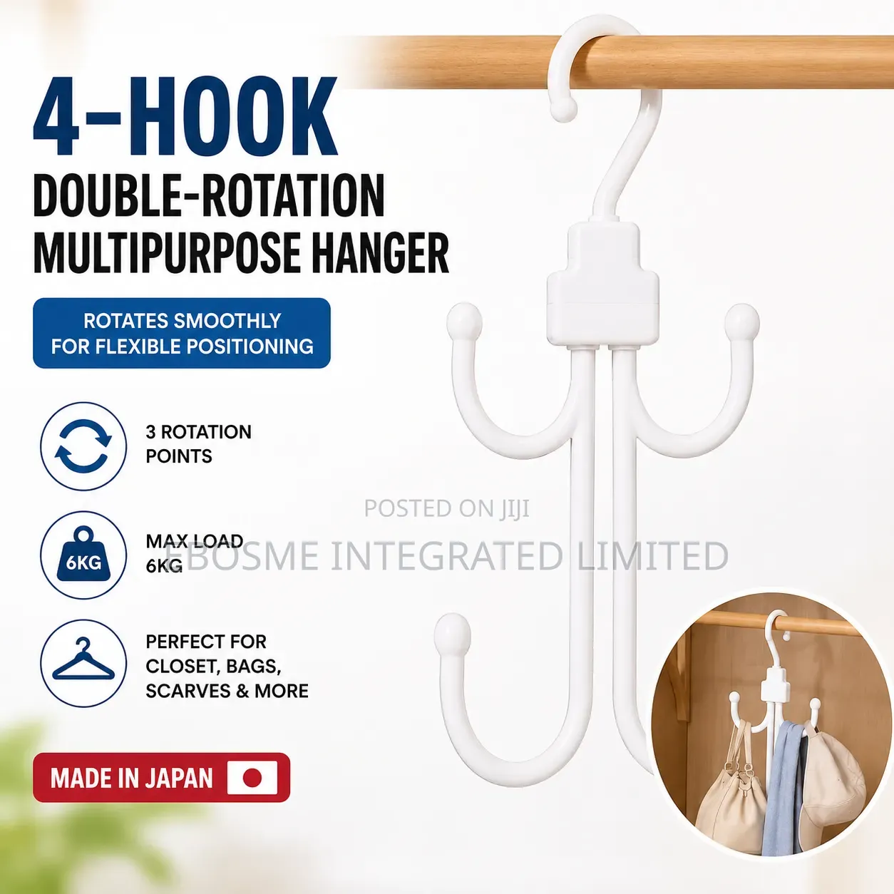 4-Hook Double-Rotation Multipurpose Hanger