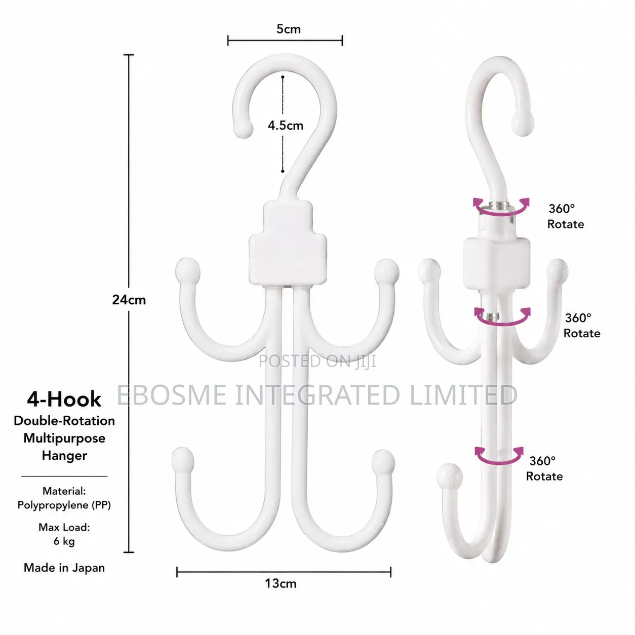4-Hook Double-Rotation Multipurpose Hanger