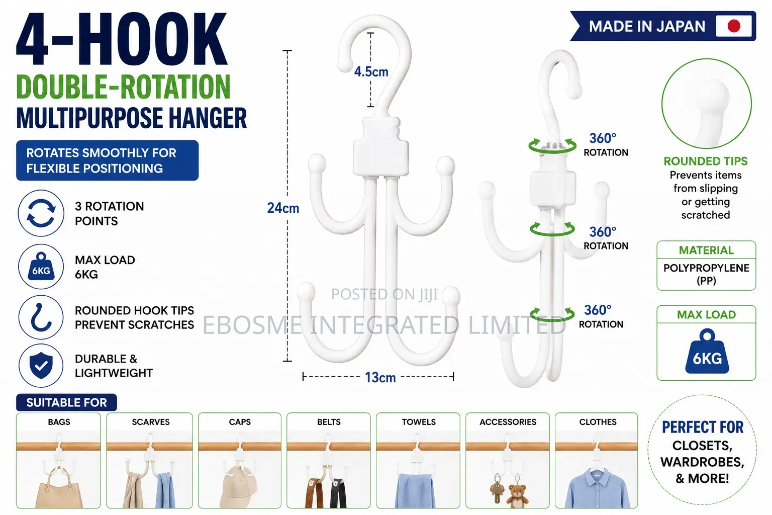 4-Hook Double-Rotation Multipurpose Hanger