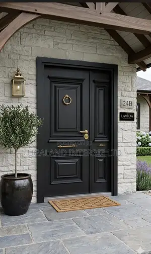 Grand Estate Entrance Door With Gold Knocker