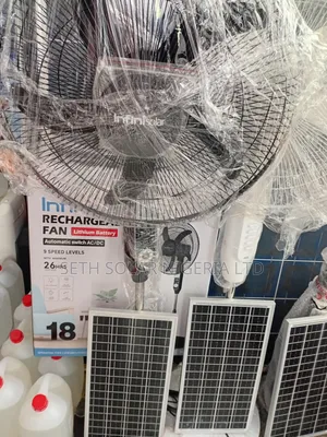 Solar Fan and Rechargeable Fan With Lithium Ion. Battery