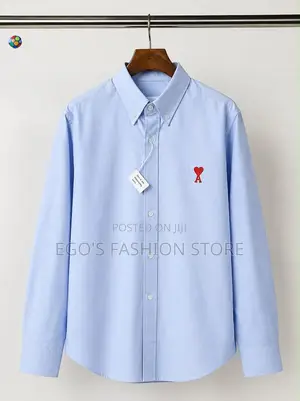 Luxury Men’s AMI Heart Logo Oxoford Shirt. Premium Cotton