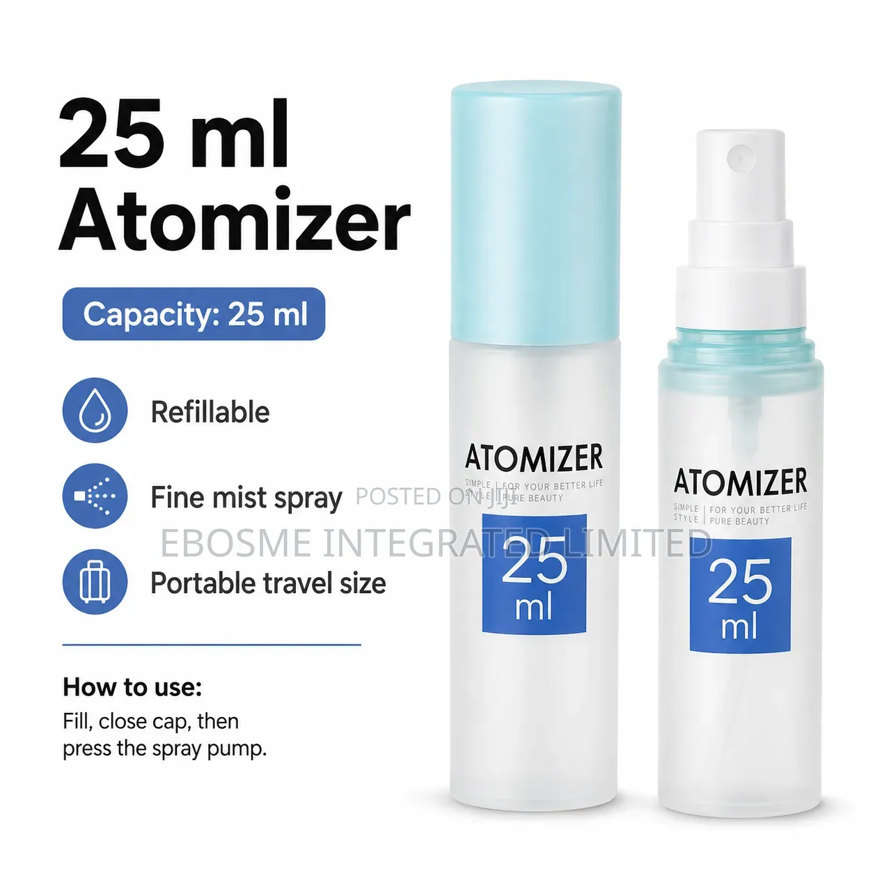 25ml Refillable Atomizer Fine Mist Spray Bottle