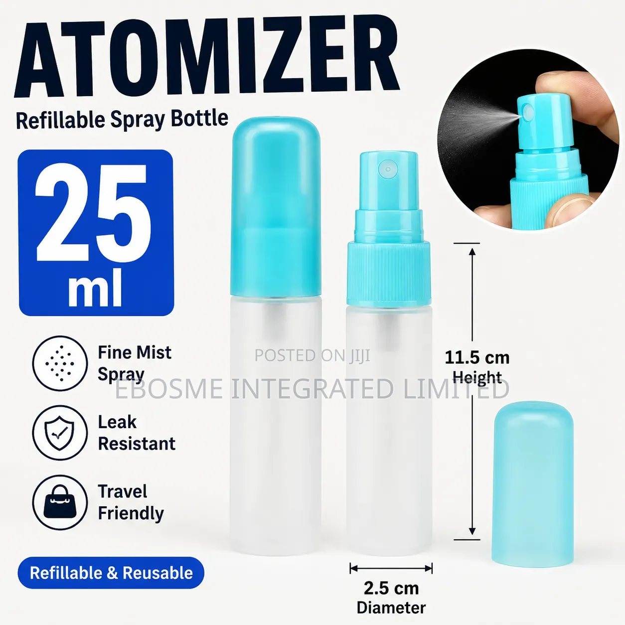 25ml Refillable Atomizer Fine Mist Spray Bottle