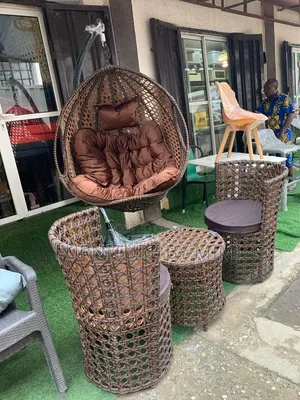 Luxury 4-Piece Rattan Outdoor Set – Swing Chair 2-Seater Table Combo