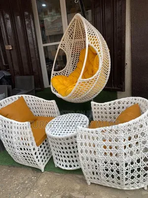 Luxury 4-Piece Rattan Outdoor Set – Swing Chair 2-Seater Table Combo