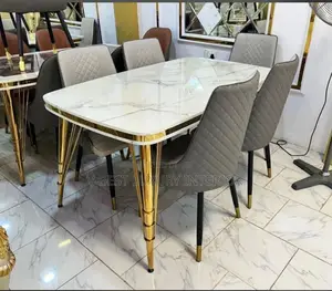 Premium 6-Seater Marble Top Dining Set