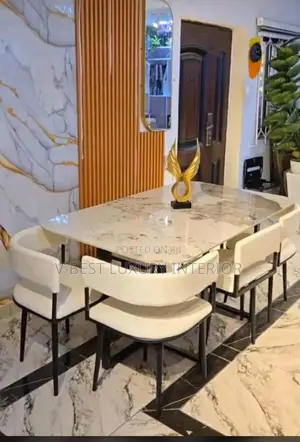 Modern 6-Seater Marble Dining Table Set