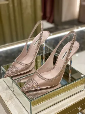 Miu Miu Satin Crystal Embellished Slingback Pumps Premium Luxury Heels