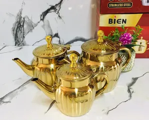 3pcs Tea Pot Gold Color Suitable for the Serving of Your Tea/Coffee