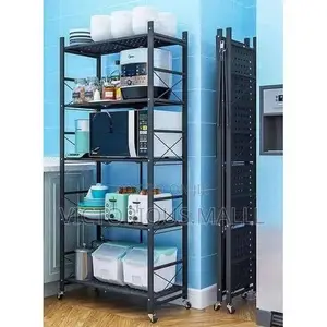 5 Layers Multifunctional Foldable Storage Rack Shelf With Wheels