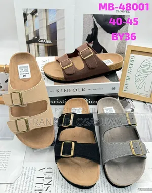 Men's Double Buckle Cork Footbed Slide Sandals - MB-48001