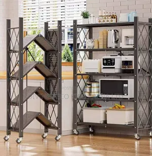 5-Tier Foldable Metal Storage Rack With Wheels
