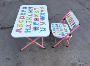 Kids Foldable Study Table Chair Set – Interactive Alphabet Edition