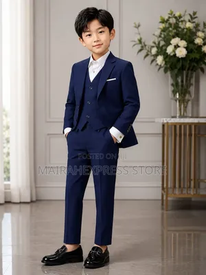 Boihedy Boys Suit Formal Dress Set in Navy Blue With a Tie.