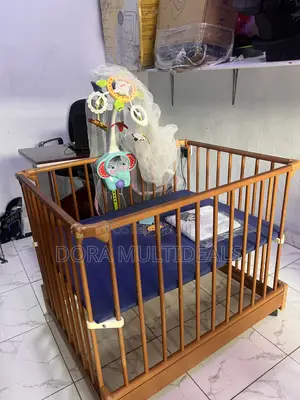Imported Portable and Foldable Wooden Baby Crib With Musical Rattle