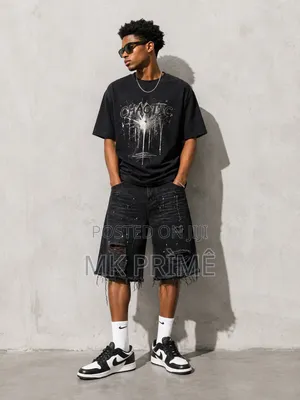 Premium Men's Black Denim Shorts