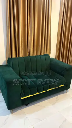 Comfort 6-Seaters Fabric Sofa-Green and Cream (Neat Used)