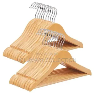 10PCS Wooden Clothes Hangers Heavy Duty Wardrobe Coat Hanger Set