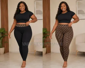 2in1 or 2 Way Use Fendi/Black Thick Stretchy Leggings